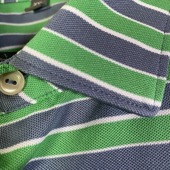 Peter Millar Golf Shirt Mens 2XL  Summer Comfort Seaside Wash Stripe Polo Green - Picture 6 of 12